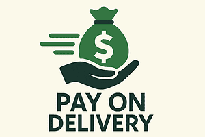 Payment on delivery icon with money bag and hand, HSS Nigeria.